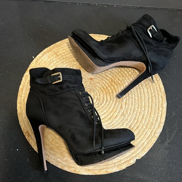 SamEdelmam Suede Leather Ankle Platform Booties Size 10 - Picture 8 of 10